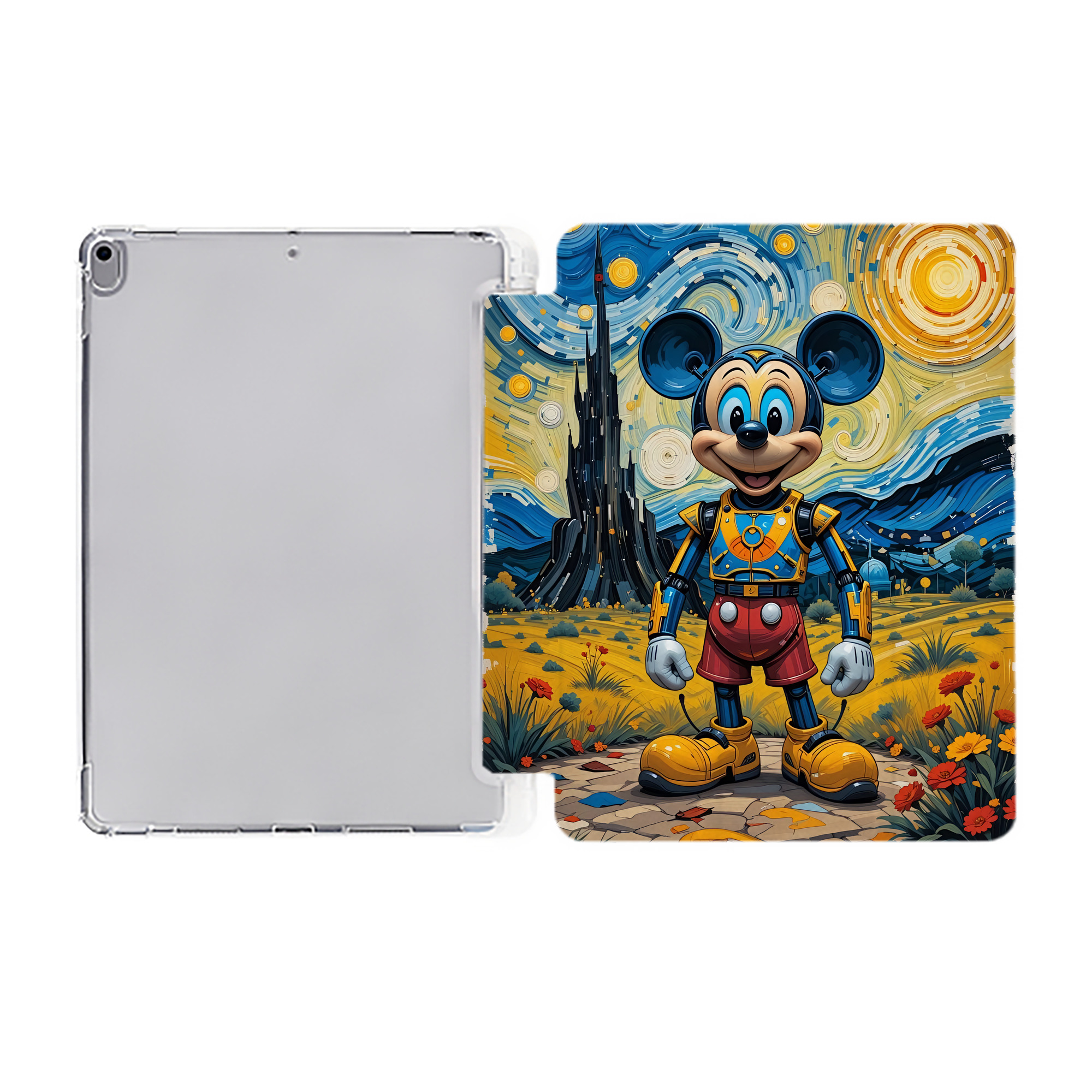 （画像用） ミッキーマウス Mickey Mouse IPad ケース ペン収納付き 三つ折りスタンド PUレザー×シリコン 対応機種9.5/10.5/10.9インチ
